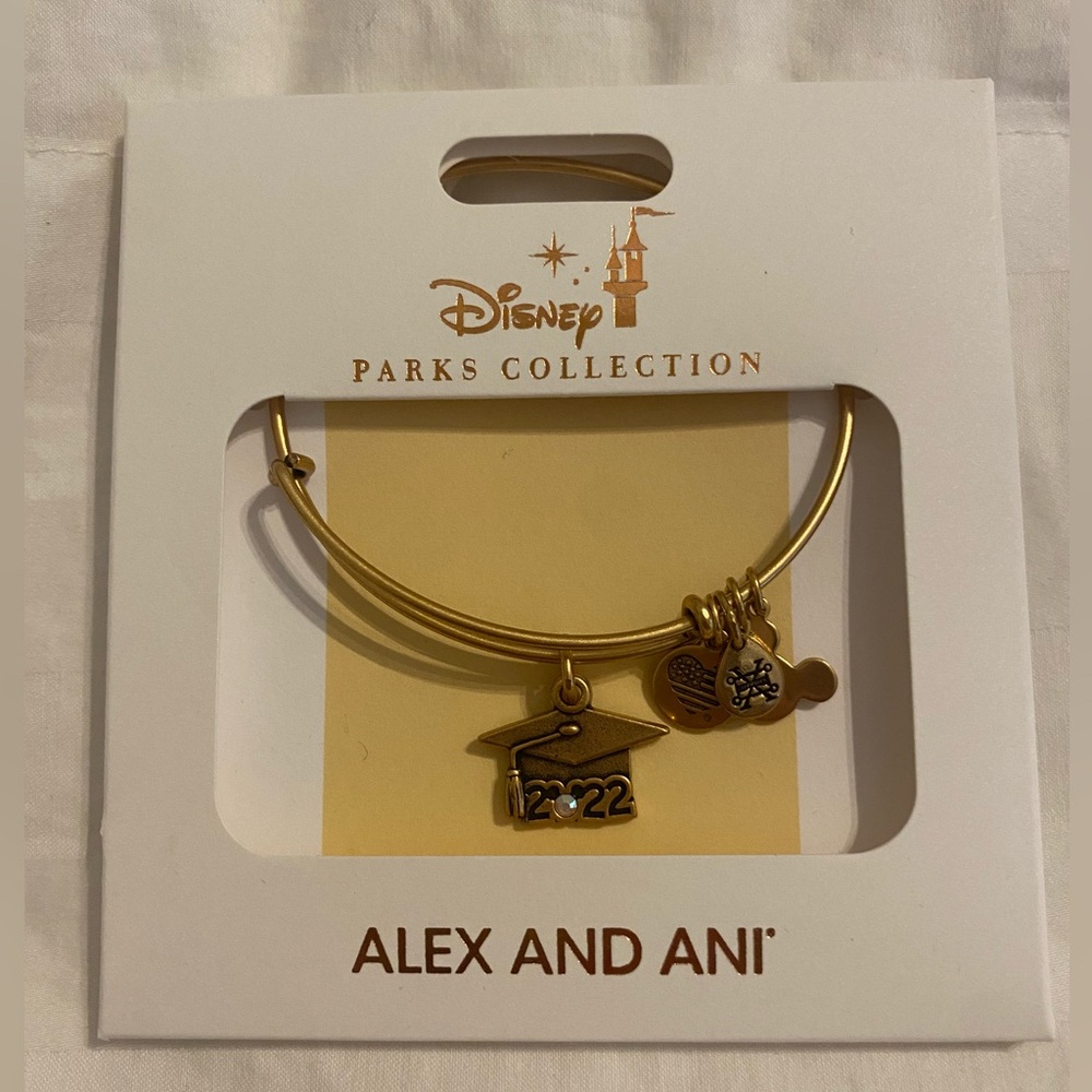 Disney Parks Alex and Ani 2022 graduation cap gold braclet. NWT